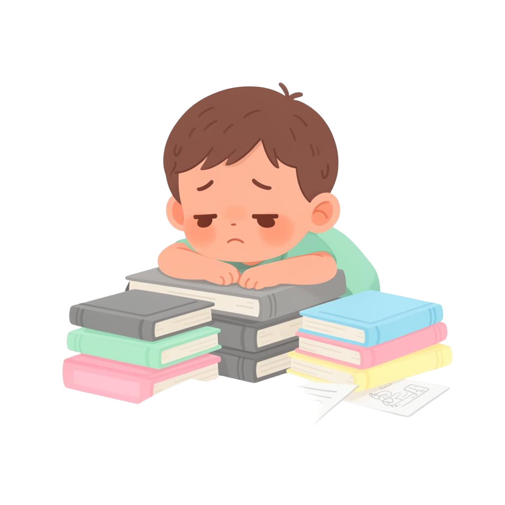 Copil plictisit de manuale